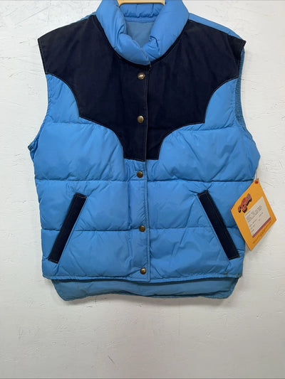 New Women’s Blue Comfy Puffer Lariat Vest 12 #8596 UU-31