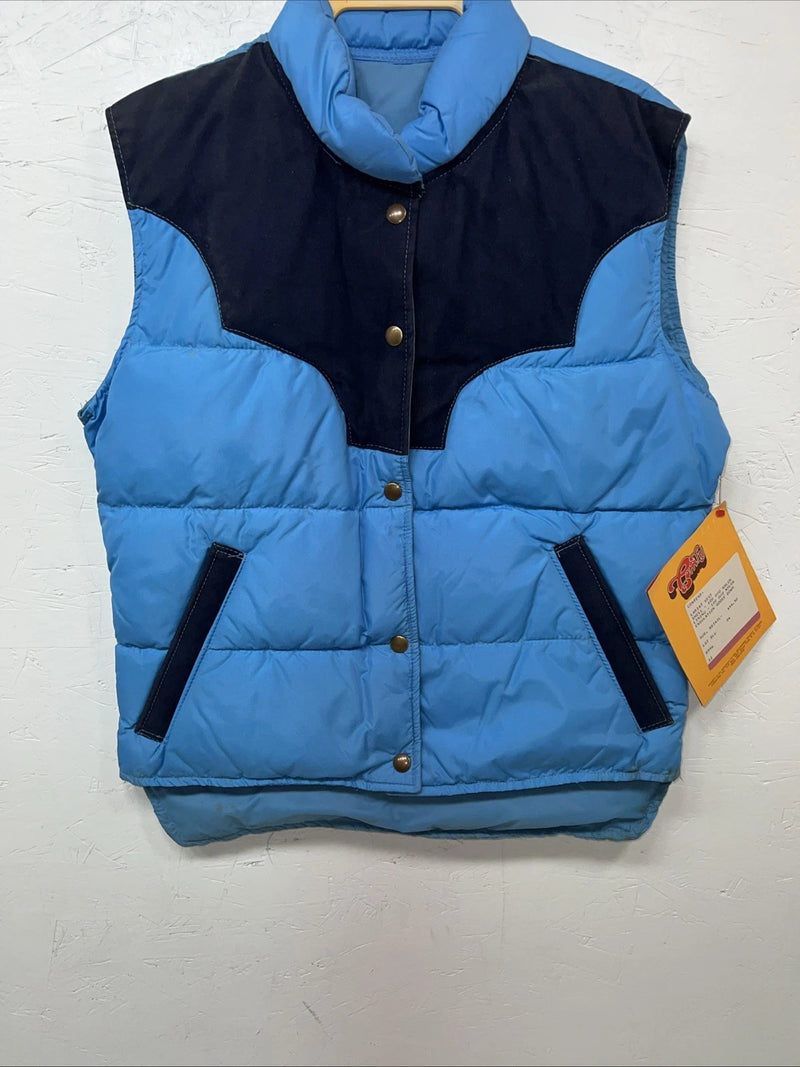 New Women’s Blue Comfy Puffer Lariat Vest 12 #8596 UU-31
