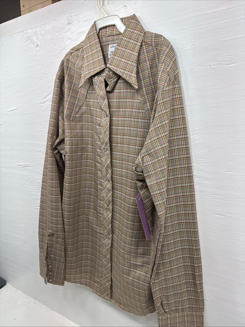 New Men’s Dickson Genkins Multiple Color Plaid Long Sleeve Pearl Snap Small J-55