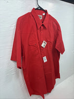 New Men’s ELY Cattleman Red Simple Short Sleeve Pearl Snap 18 2XL K-96