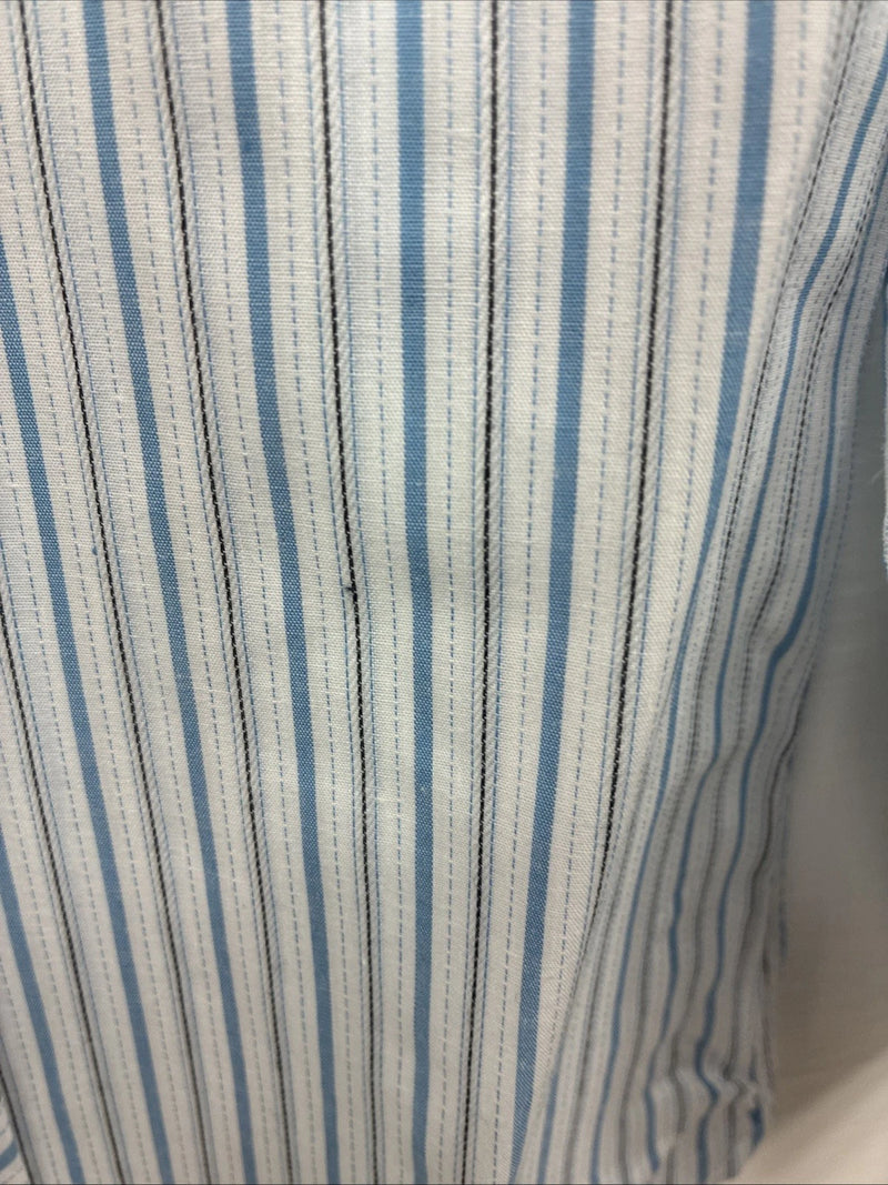 New Kids White Horse Blue stripe Long Sleeve Pearl Snap Medium DD-52