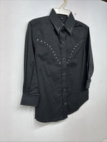 New Kids White Horse Black Gem Long Sleeve Pearl Snap Small MM-48