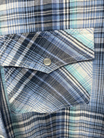 New Women’s Cumberland Blue Plaid Long Sleeve Pearl Snap 3XL GG-48