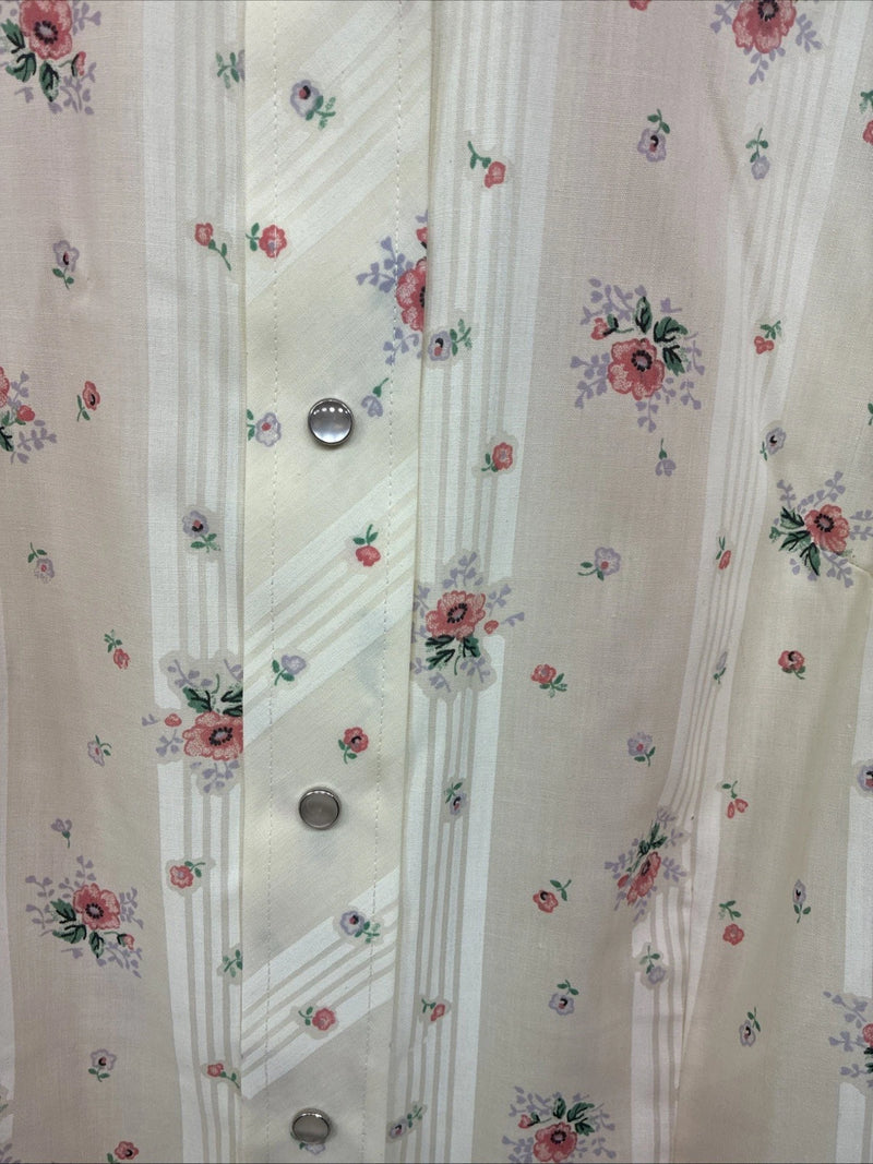 New Women’s Champion Western Yellow Floral Long Sleeve Pearl Snap 14 II-13