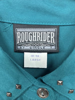 New Women’s Rough Rider Teal Long Sleeve Button Up Large KK-20