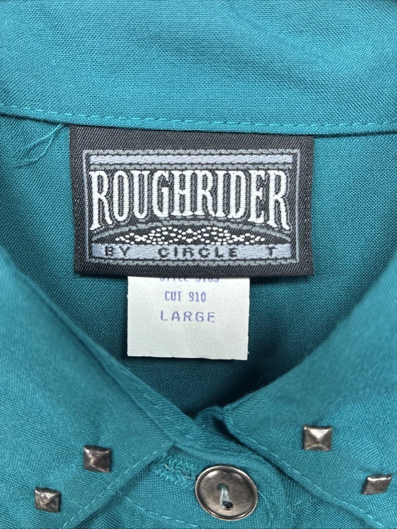 New Women’s Rough Rider Teal Long Sleeve Button Up Large KK-20