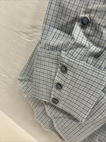 New Men’s Circle S Blue Gray Plaid Long Sleeve Pearl Snap 15 X 34 Medium Q-108
