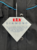 New Men’s ELY Diamond Black Purple Design Long Sleeve Pearl Snap Large V-22