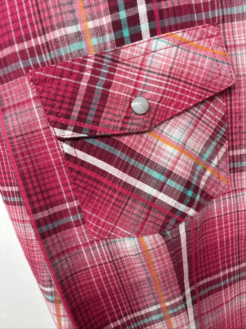 New Women’s Cumberland Pink Plaid Long Sleeve Pearl Snap XL II-14