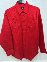 New Men’s Western Express Western Red Long Sleeve Pearl Snap Large V-50