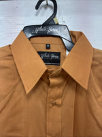 New Men’s White Horse Orange Simple Western Long Sleeve Pearl Snap Medium J-84