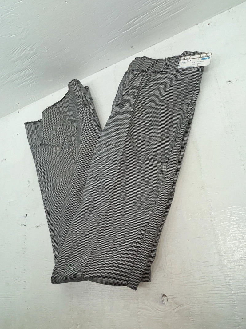 New Vintage Black And White Checkered Handler Polyester Pants #1179 SS-96