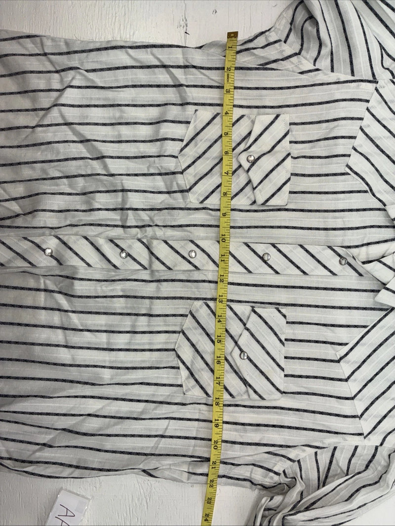 New Men’s Champion Western White Stripe Long Sleeve Pearl Snap 16.5 Large AA-58