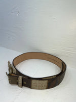 New Brown Genuine Leather Circle Y Stitched Stripes 34” Belt #8512 JJ-9