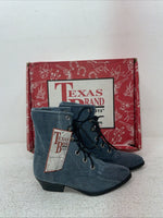 New Kids Blue Lace Up Texas Brand Cowboy Boots. C 9169161 12 D. 23-1