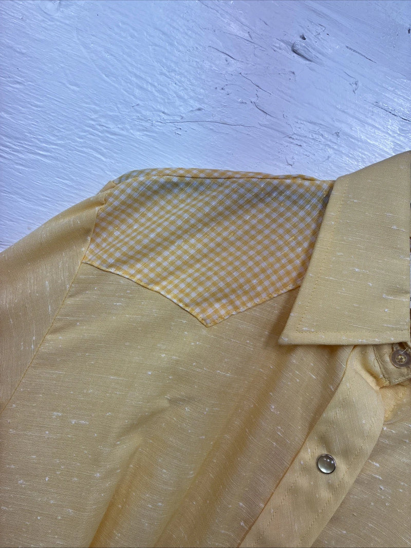 New Kids Dan River Yellow Long Sleeve Pearl Snap Size 12 CC-100