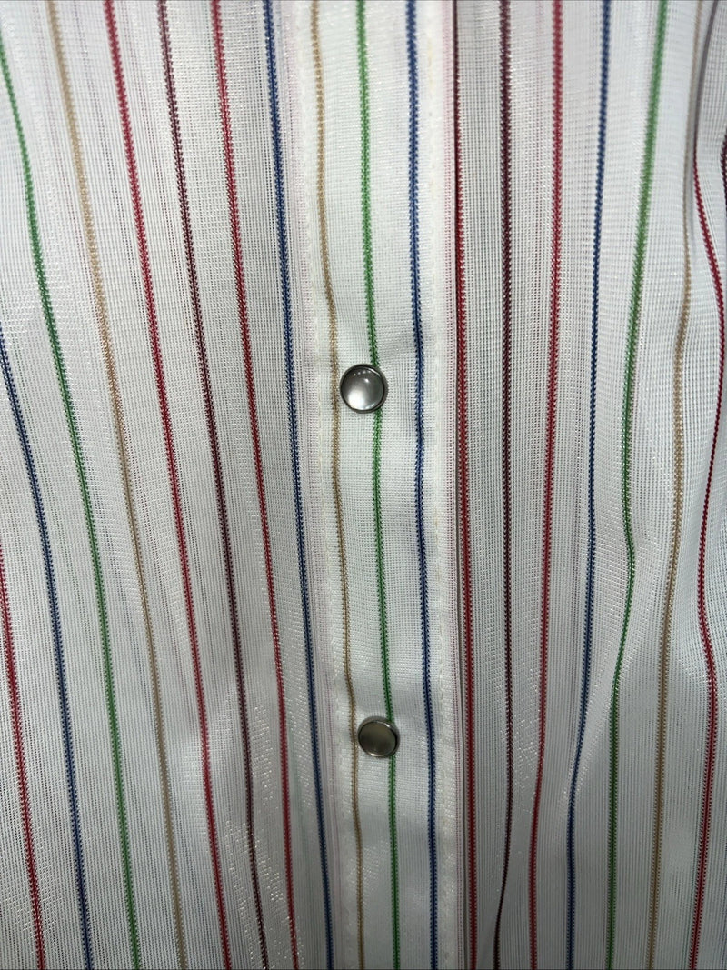 New Men’s Rainbow Striped Rockmount Ranchwear Pearl Snap Long Sleeve M I-39