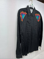 New Women’s Wrangler Black Designed Long Sleeve Button Up Large MM-124
