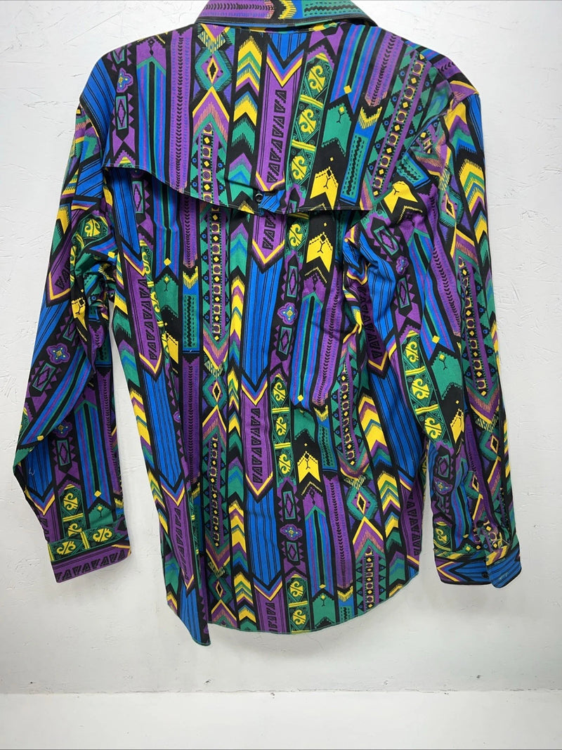 New Men’s Multicolor Wrangler Button Up Long Sleeve Shirt. 16.5x35 L P-66