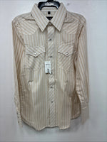 New Kids White Horse Gold Stripe Long Sleeve Pearl Snap Large MM-17