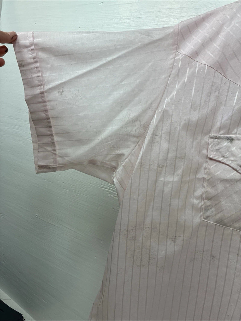 New Men’s ELY Cattleman Pink Stripe Short Sleeve Pearl Snap 19 3XL H-39
