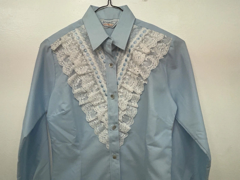 New Women’s Blue H Bar C Long Sleeve Button Up Shirt 3B-97