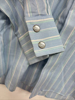 New Miss ELY Cattleman Blue Stripe Long Sleeve Pearl Snap Size 6 DD-145