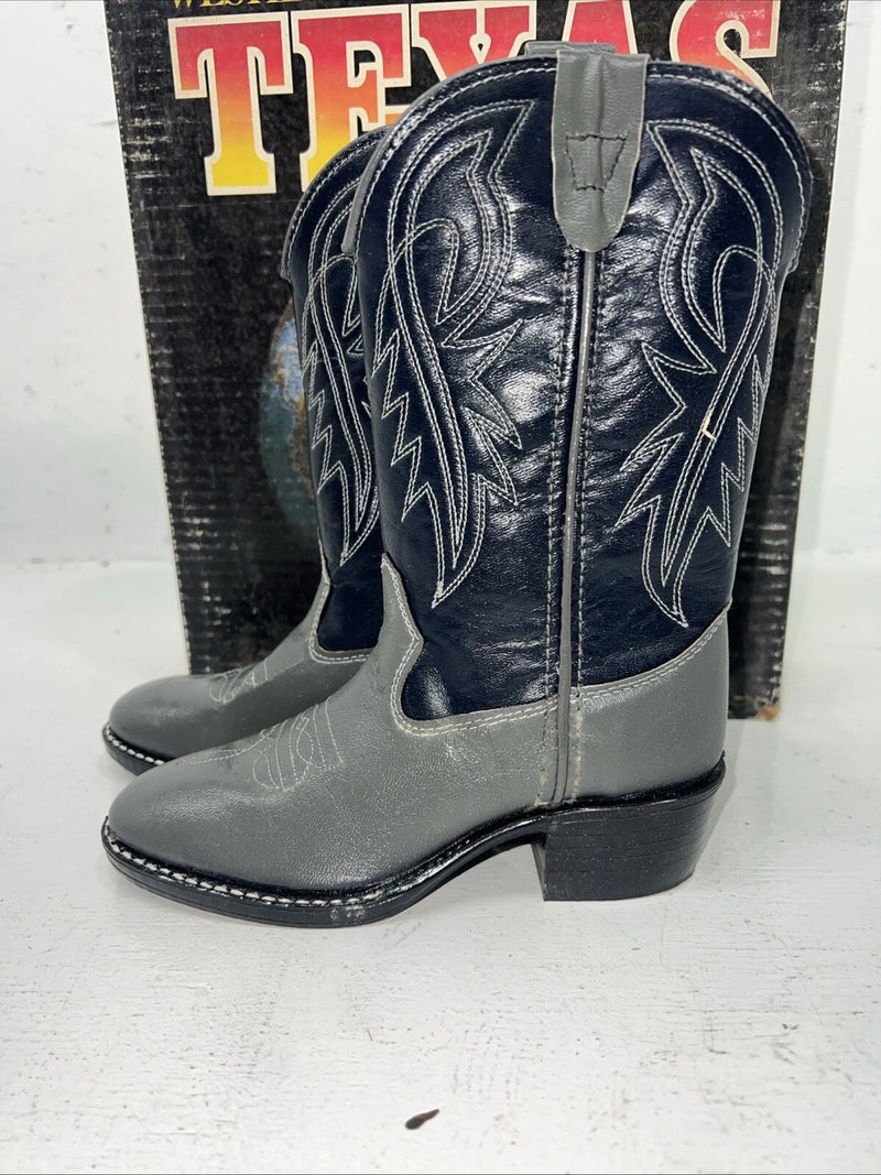 New Children’s Blue And Gray Texas Brand Cowboy Boots. 2102 11.5 11 1/2 D. 24-90