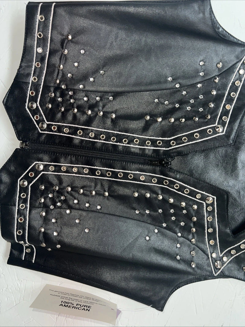New Women’s 1849 Authentic Ranchwear Black Star Western Show Vest XXS WW-76