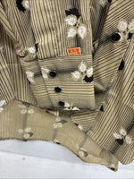 New Men’s ELY Plains Tan Black Floral Long Sleeve Pearl Snap 15.5 Large LL-91