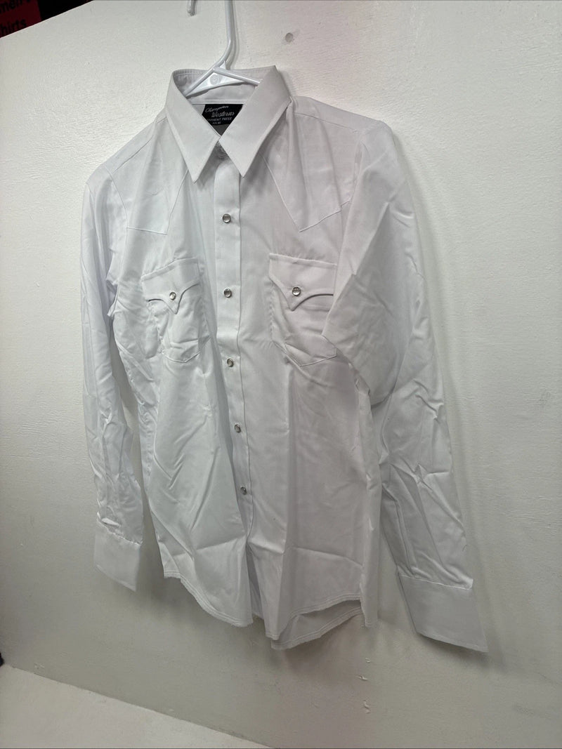 New Boys Champion Western White Long Sleeve Pearl Snap 16 DD-88