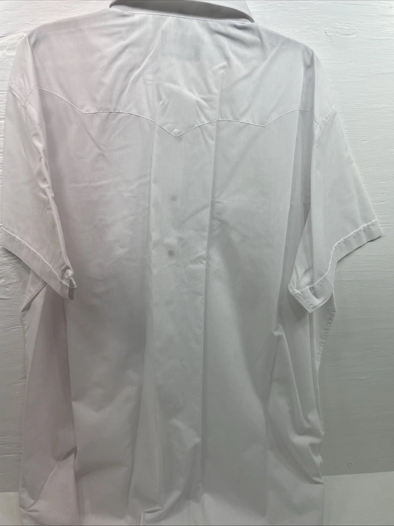 New Men’s White Horse White Short Sleeve Pearl Snap 3XL E-18