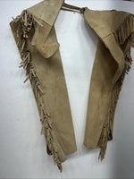 NOS Tan Children’s Show Chaps With Fringe Adjustable Waist 36” L-40
