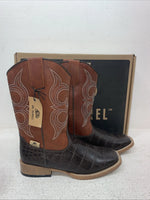 New Youth Brown DBL Barrel Cowboy Boots. 4475202 4.5 4 1/2. 22-51