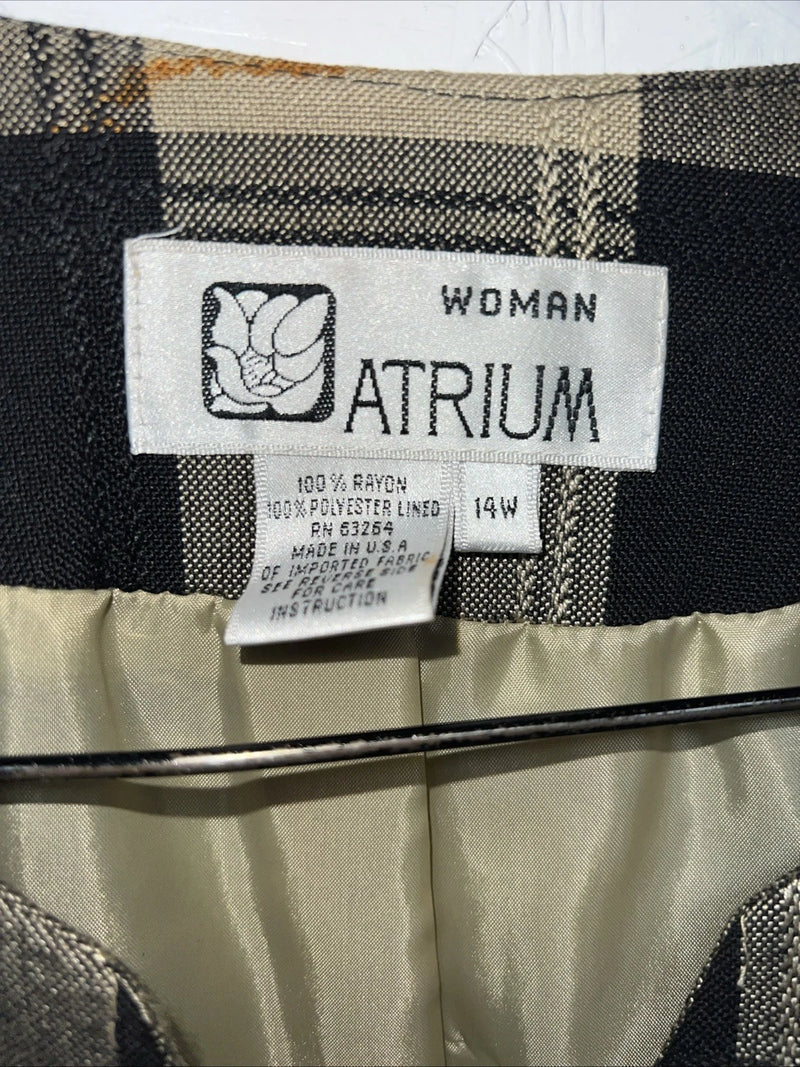 New Women’s Atrium Tan Plaid Jacket 14w H-608