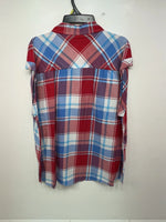 New Women’s Plaid Cumberland Outfitters Cut Off Button Up Shirt L #14119 3B-49