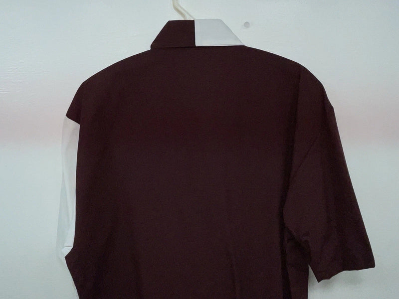 New Women’s Red White Cowboy Threads Short Sleeve Button Up Shirt M #550 3B-46
