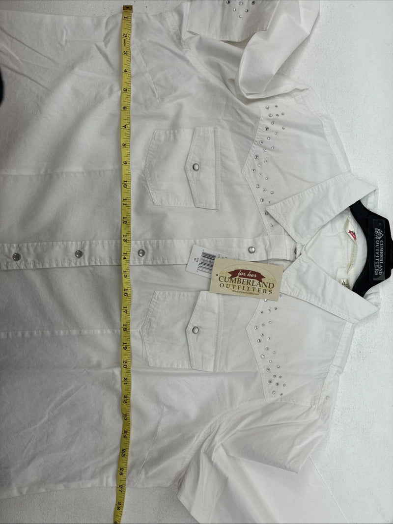 New Women’s Cumberland White Gem Long Sleeve Pearl Snap 3X MM-9