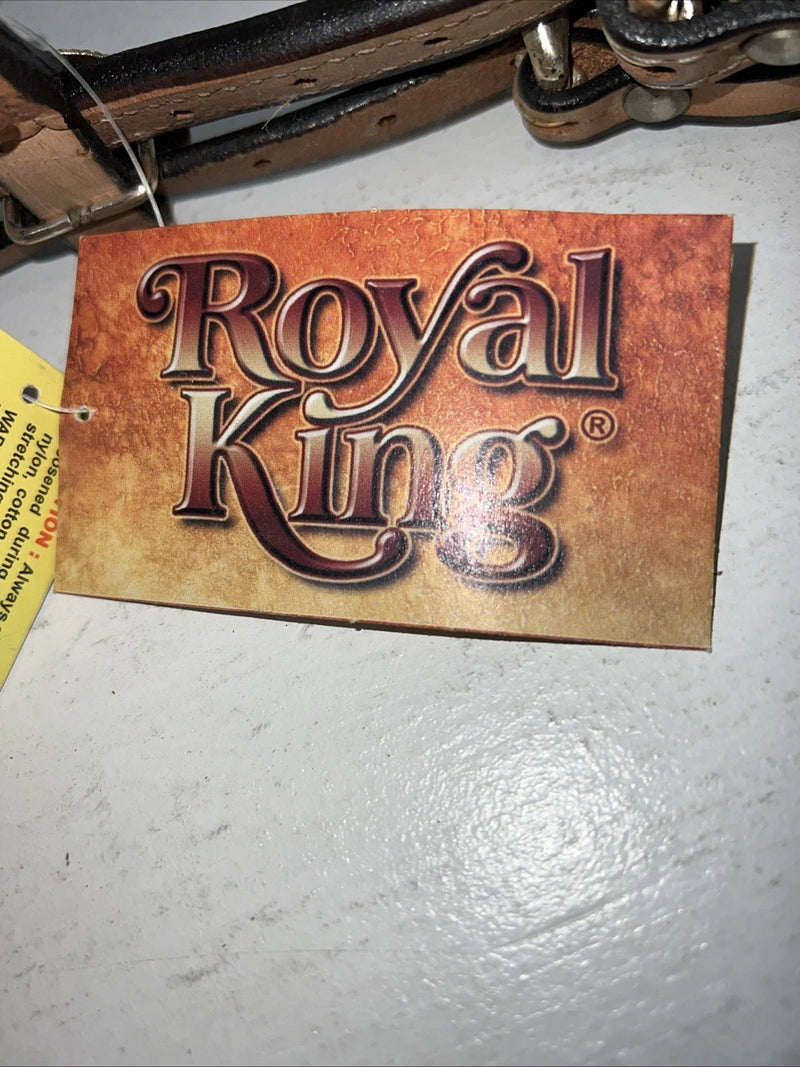 New Royal King Leather Metal Plate Browband Headstall W Split Reins #18-34 U-26