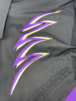New Men’s Purple Black ELY Diamond Pearl Snap Long Sleeve Shirt Medium I-55