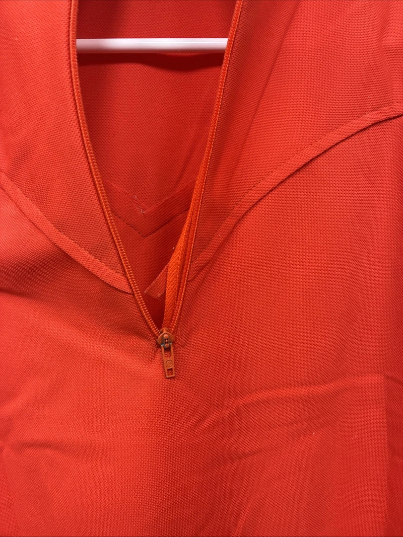New H Bar C Orange Long Sleeve Half Zip Up Shirt Size Small TT-49