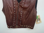 New Women’s Brown Snakeskin 1849 Authentic Ranchwear Cut Off Zip Up Vest S 3B-72