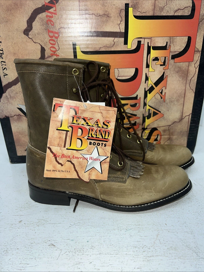 New Women’s Brown Lace Up Cowboy Boots. 4474 7.5 7 1/2 M. 17-64
