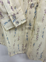 New Kids White Horse Yellow Floral Long Sleeve Pearl Snap Medium DD-48
