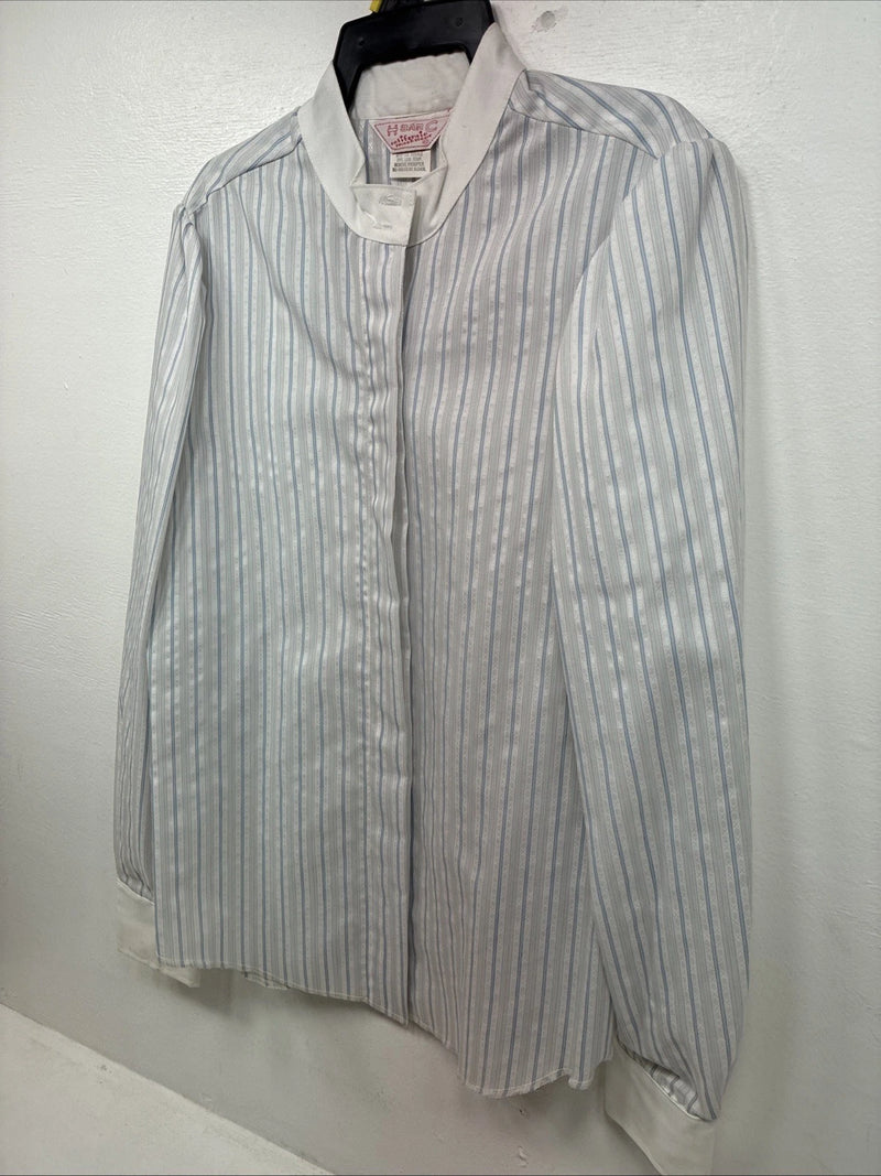 New Women’s H Bar C Blue Stripe Long Sleeve Button Up Size 40 MM-31