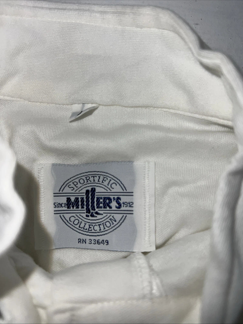 New Women’s White Millers Short Sleeve Polo Shirt. Large G-58
