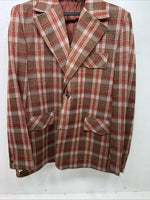 New Men’s Pioneer Wear Red Plaid Suit Jacket 44 #554 LL-608
