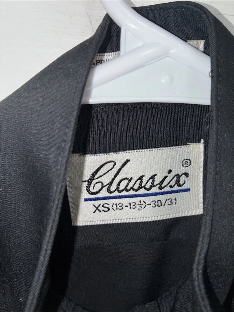 New Classix Black Long Sleeve Button Up English Shirt 13-13.4 XS AA-89