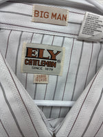 New Men’s ELY Cattleman White Stripe Long Sleeve Pearl Snap 18.5 X 35 2XL F-61