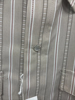 New Men’s H Bar C Brown Stripe long Sleeve Pearl Snap 15.5 Medium T-74